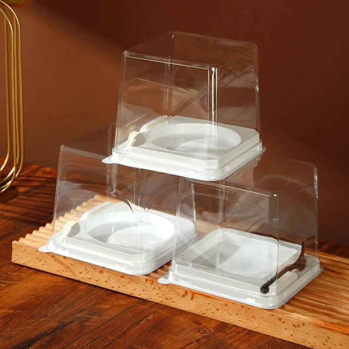

Durian Thousand Layer Mousse Dessert Cut Into Transparent Baking Packaging Boxes Round Square Bottom Small Cake Wrapping Case