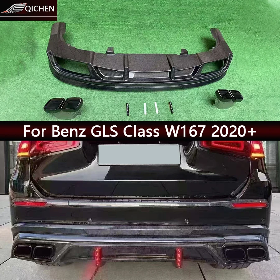 

For Mercedes Benz GLS Class W167 2020+ Carbon Fiber Back lip Car Rear Bumper Diffuser Splitters Spoiler Car Accessories Body Kit