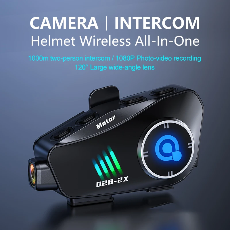 Q28-2X Motorcycle Bluetooth Helmet Intercom Waterproof Headset With 1080P HD Driving Recorder Wireless Camera Moto Interphone