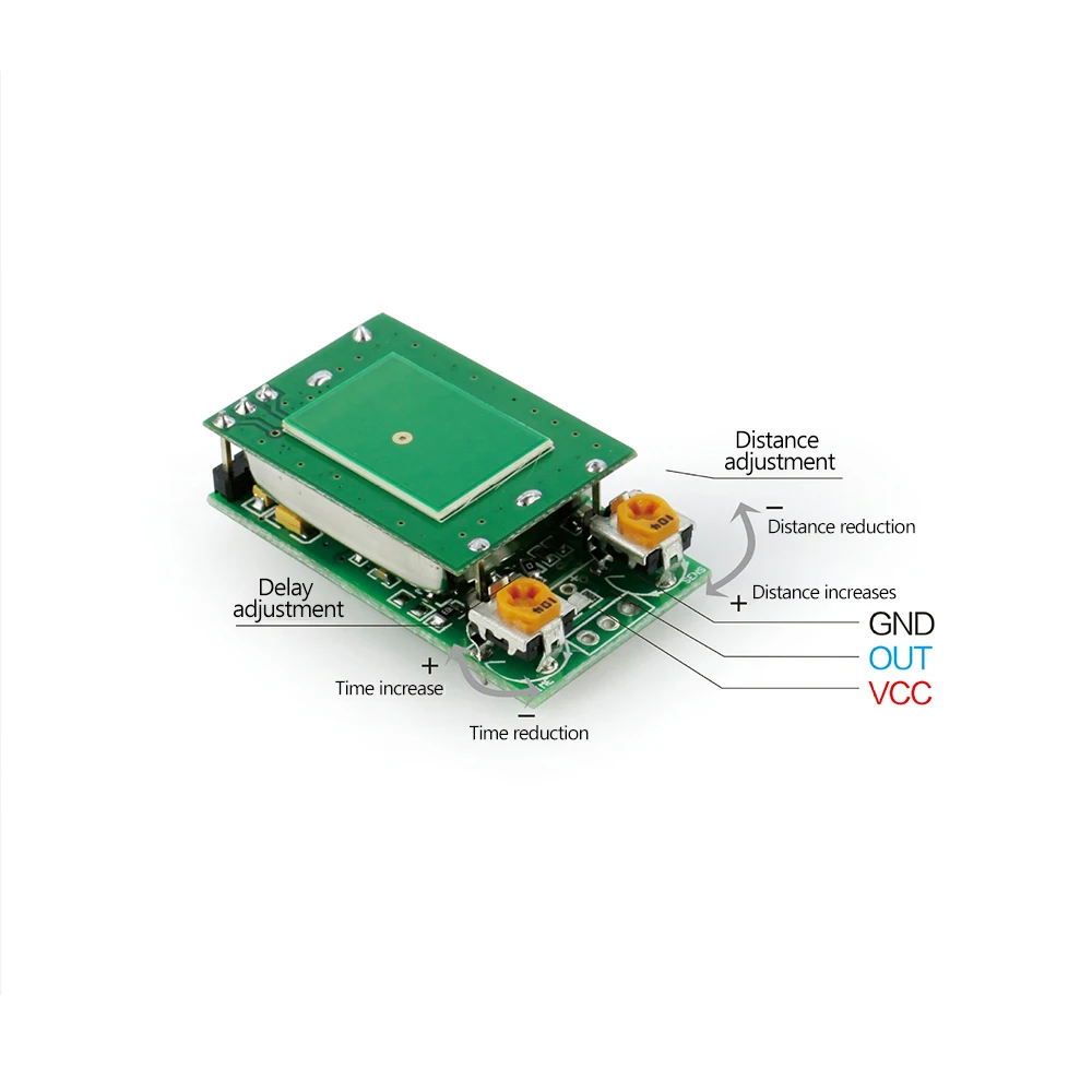 HFS-DC06 Microwave Radar Sensor Module DC 5V/8-15V/12-18V/24V Input 5.8GHz ISM Band Board 5V/2A High Level Signal MOS Output