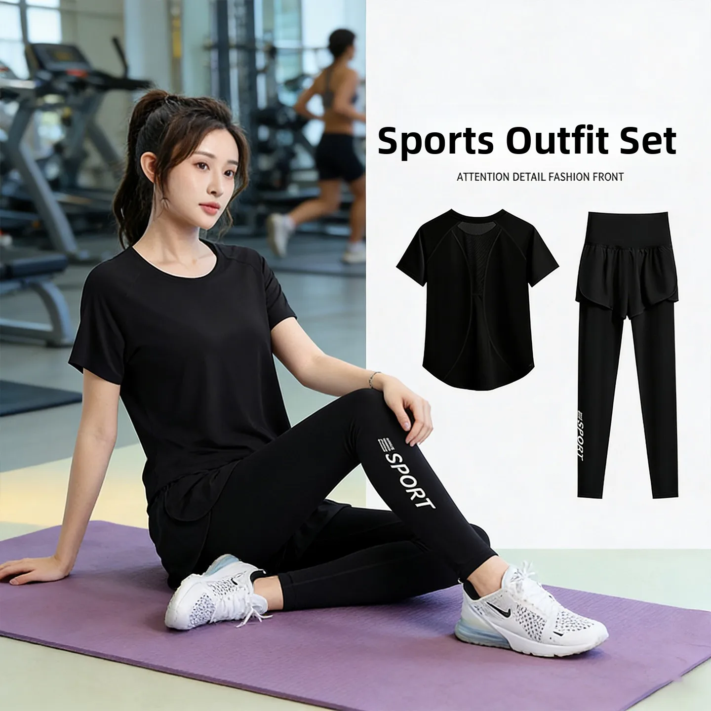 

Женский спортивный костюм для йоги с длинными рукавами, быстросохнущий, дышащий, влагоотводящий, высокоэластичный, больших размеров, комплект