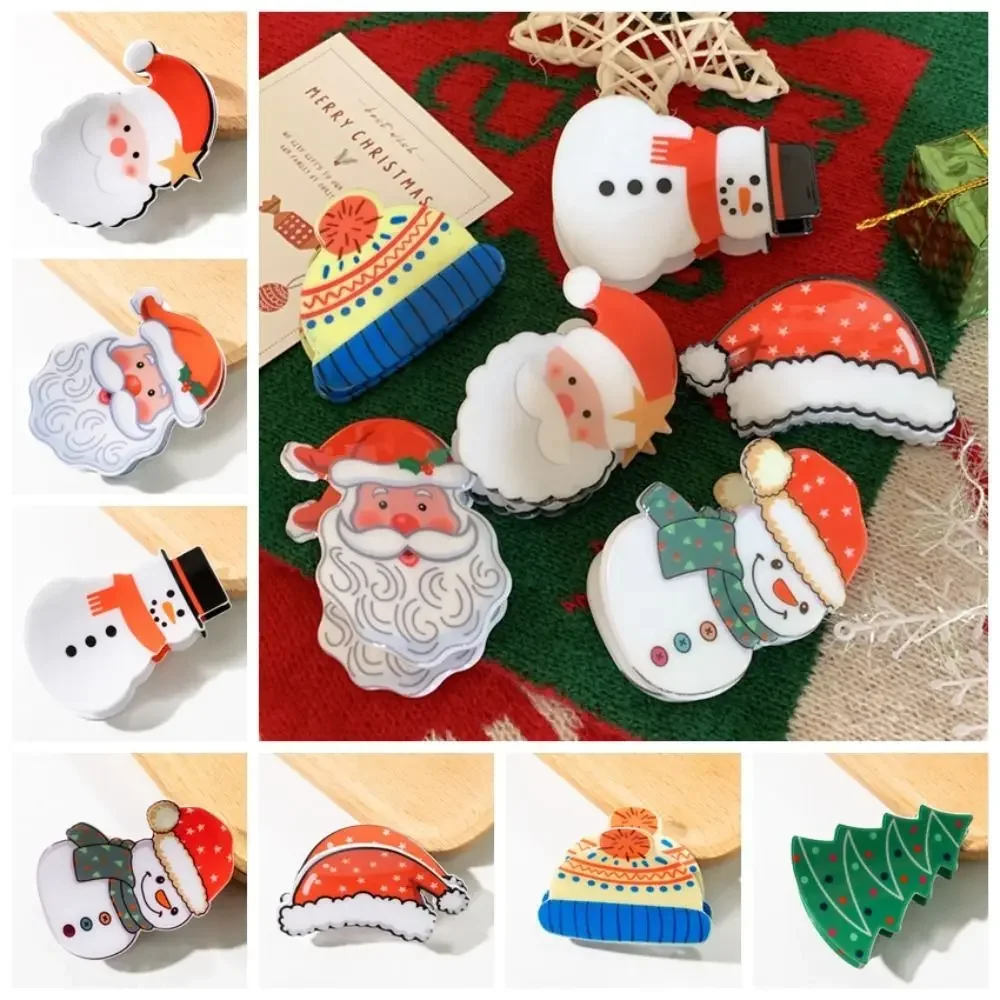 Christmas Snowman Santa Claus Christmas Tree Grab Clip Hair Claw Colourful Hat Small Shark Clip Hair Clip Party Gift Hair