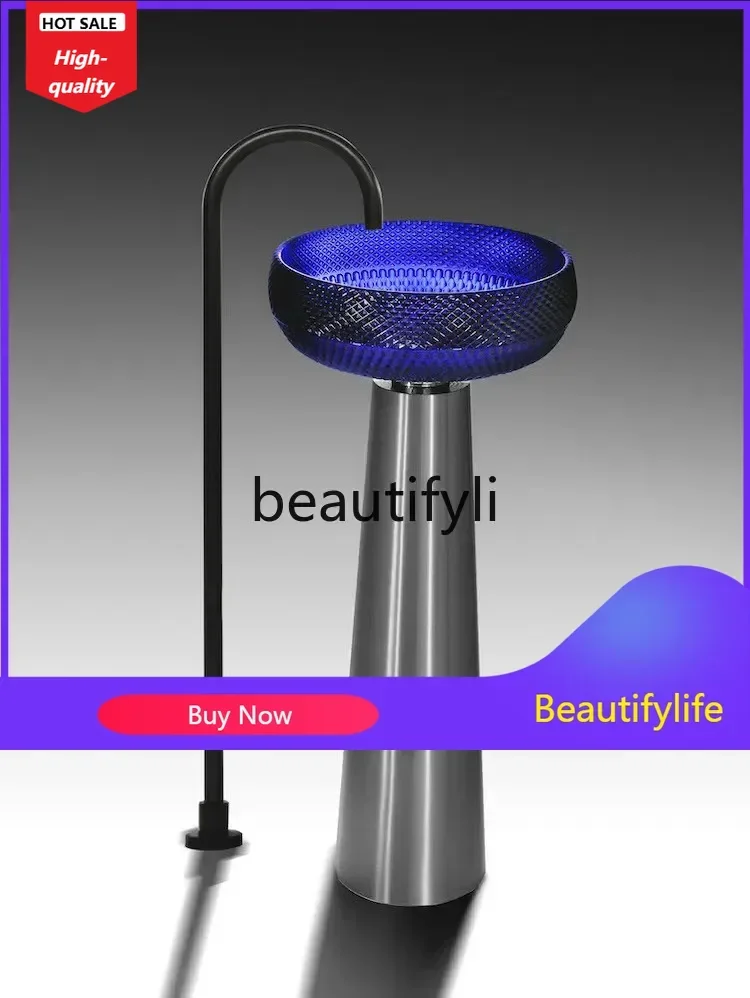 

ss Легкий роскошный круглый умывальник из хрустального стекла, литой под давлением, художественный прозрачный сценический умывальник, красный и зеленый D1089