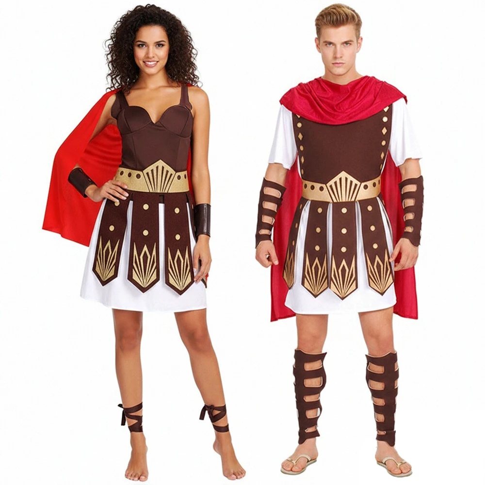 Disfraz de Guerrero Romano para Hombre Adulto con Capa, Traje de Cosplay de Soldado Griego Antiguo para Mujer, para Halloween, Carnaval y Fiestas