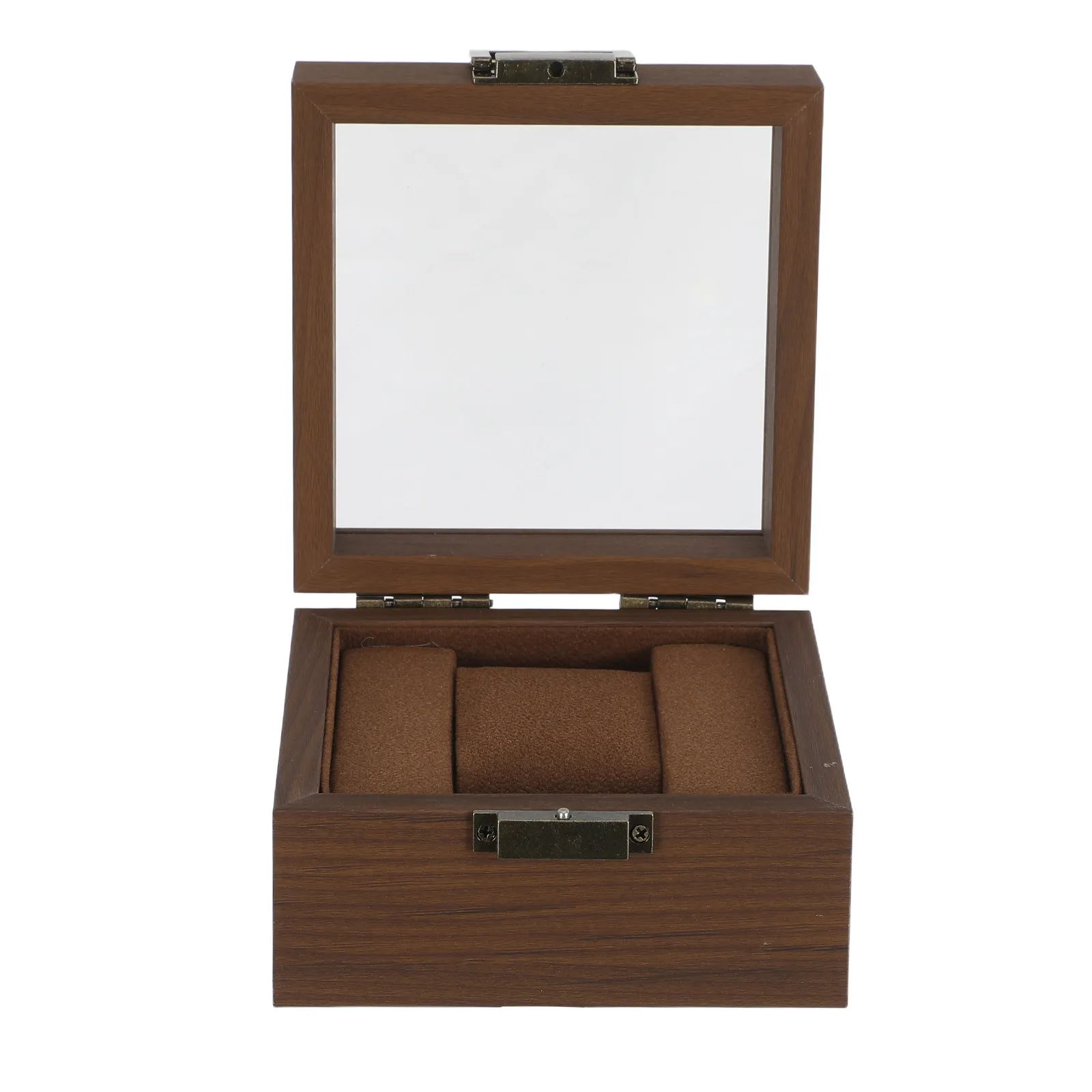Single Walnut Wooden Watch Box Premium Wood Display Organizer Small Vintage Wristwatch Storage Compact Travel Case