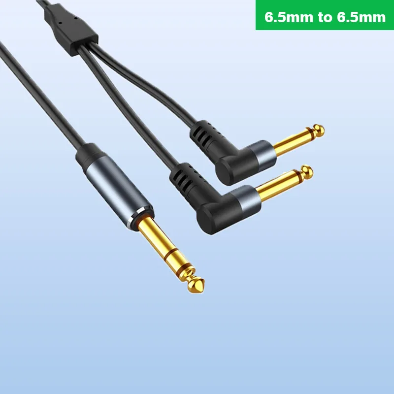 6.5mm 1 To 2 Three-core To Double 6.35mm Large Two-core Mixer Stage Audio Cable Divided Elbow Line Power Amplifier Audio