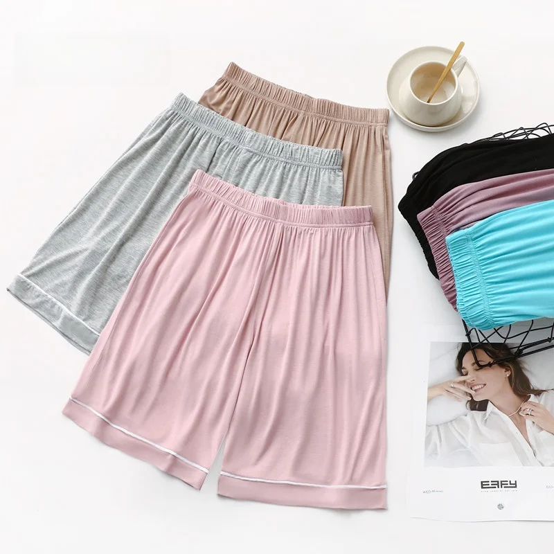 

High Waist Modal Loose Wide Leg Short Pants Women's Summer Home Leisure Pants Comfortable Breathable Sleepwear Five-Point Pants