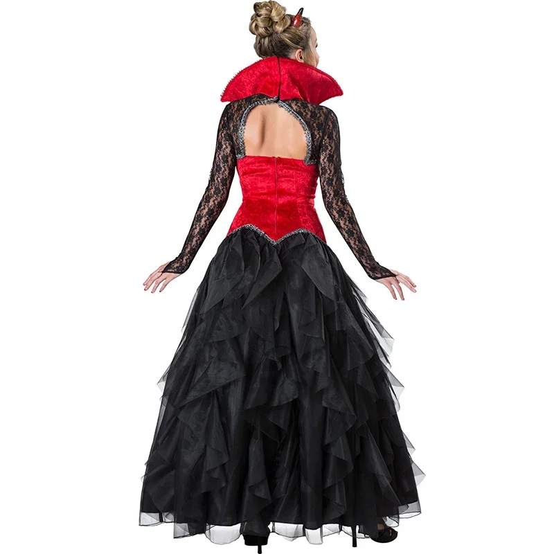 Halloween Women Queen Costume Cosplay Long Dress Elegant Female Queen Of Disguise Party Role Play