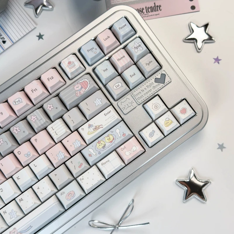 Summer Is Leisurely Theme Keycaps Set Cherry Profile PBT Sublimation Customization Keycaps for Mechanical Keyboard Accessories