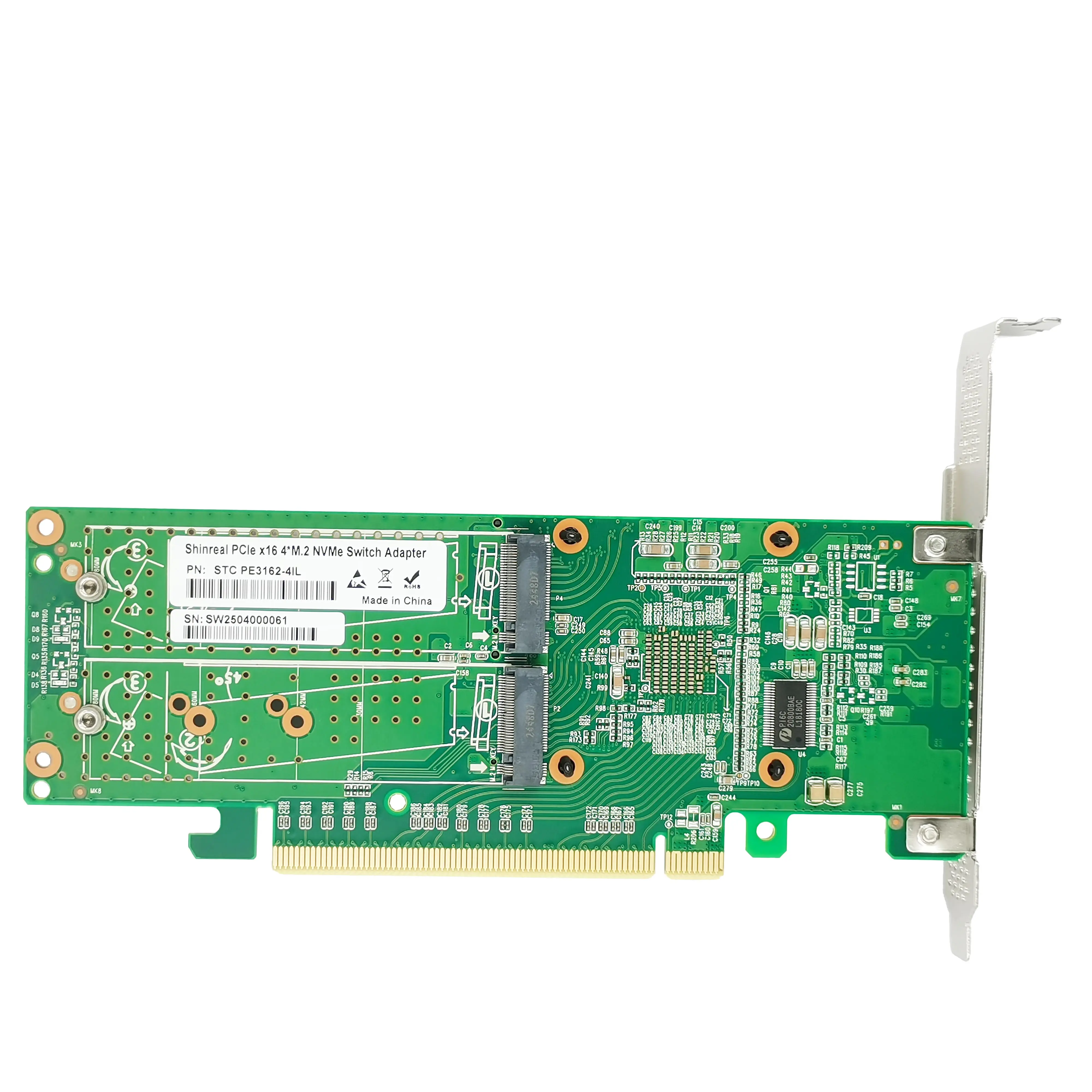 PCIe 3.0 X16 to 4x M.2 NVMe SSD Switch Adapter support 2280 SSD-PE3162-4IL   no motherboard bifurcation  required