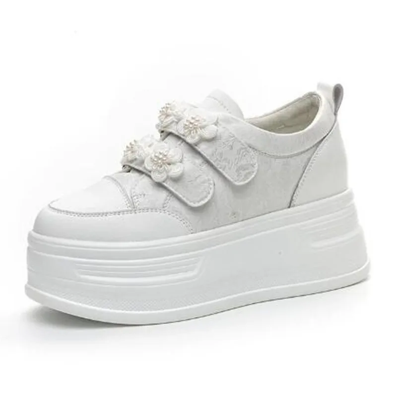 8cm Luxury Silk Women Casual Platform Wedge Summer Shoes High Brand Autumn Hook Sping Chunky Sneaker Fashion High Heel Sneakers
