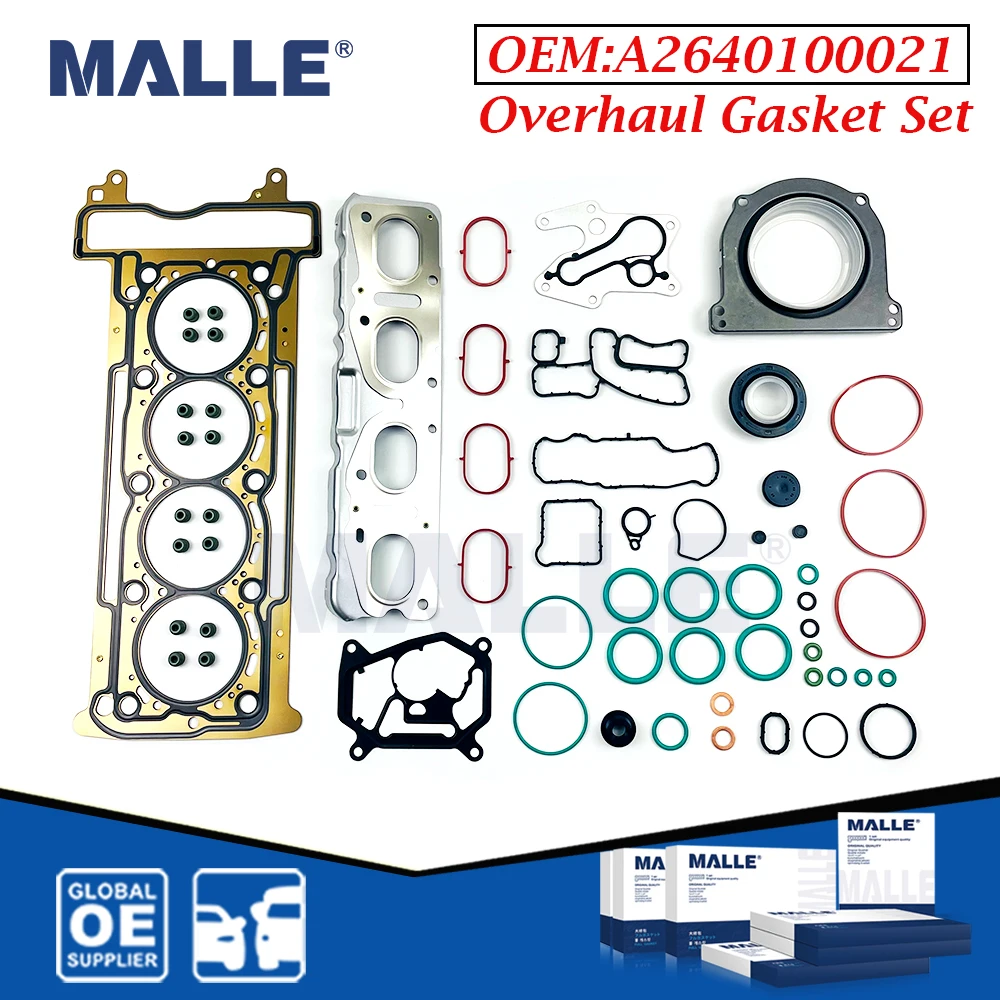 M264 Engine Overhaul Gasket Set For Mercedes Benz 264.920 2.0T C200 C300 E200 Car Accessories A2640100021 Full Gasket Repair Kit