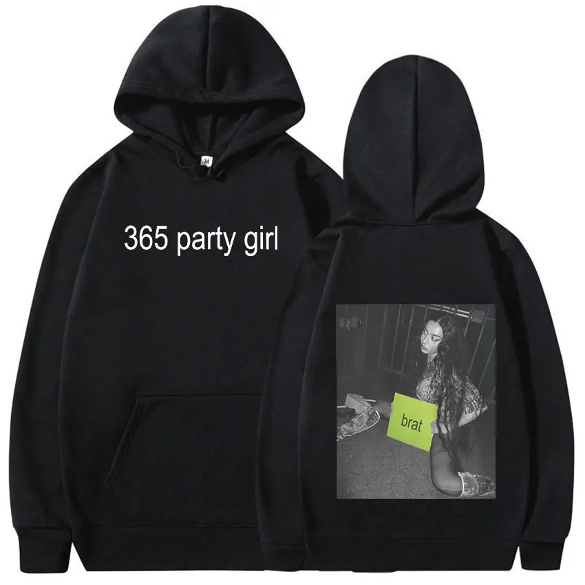 Brat 365 Party Girl Charli Xcx Tour Graphic Hoodie Men Women Hip Hop Retro Pullover Sweatshirt Fashion Clothing Oversized Hooded