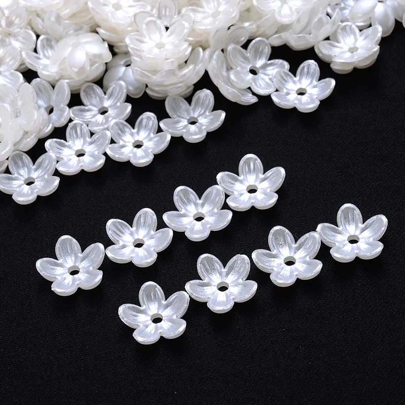 50Pcs 12mm White Flower Acrylic Beads Loose Spacer Beads For Diy Jewelry Bracelet Necklace Earrings Accessories Making