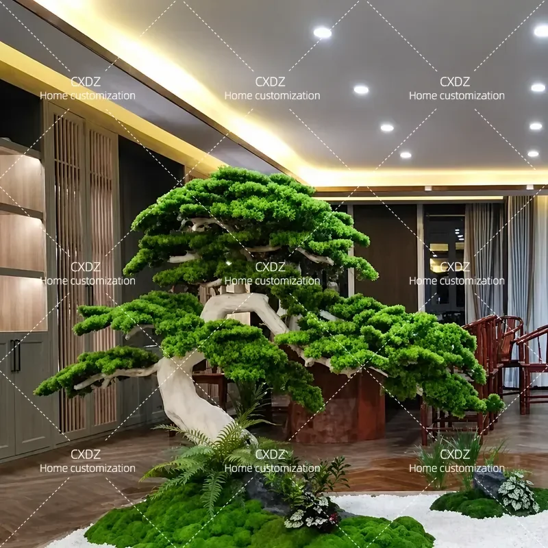 Large Artificial Pine Tree Simulated Green Plant for Indoor Outdoor Landscaping Hotel Window Decoration Ornament Fake Tree