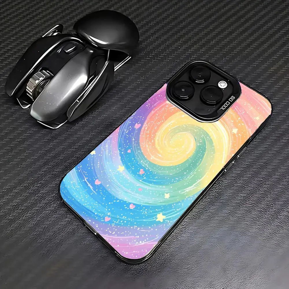 Colorful vortex pattern case for iPhone 16 15 14 13 12 11 Pro/ Max/Plus shock-proof rear cover anti-fingerprint