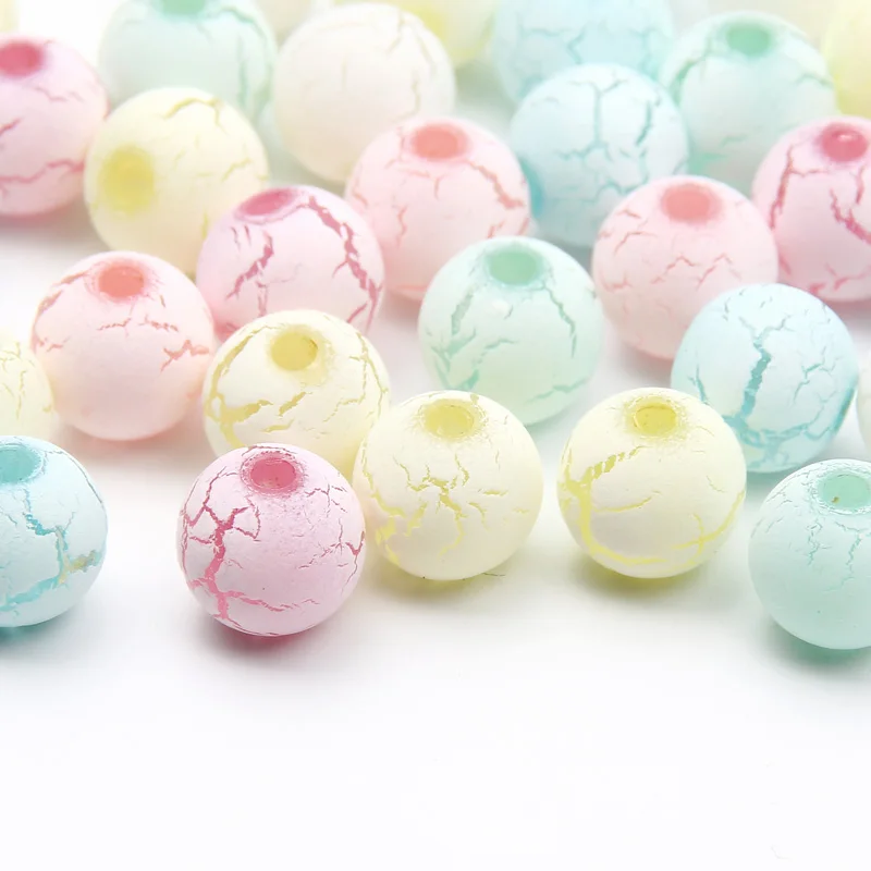 50Pcs/Lot 8 10mm Colorful Frost Cracked Round Ball Acrylic Beads Loose Spacer Beads for Jewelry Making DIY Bracelet Accessories