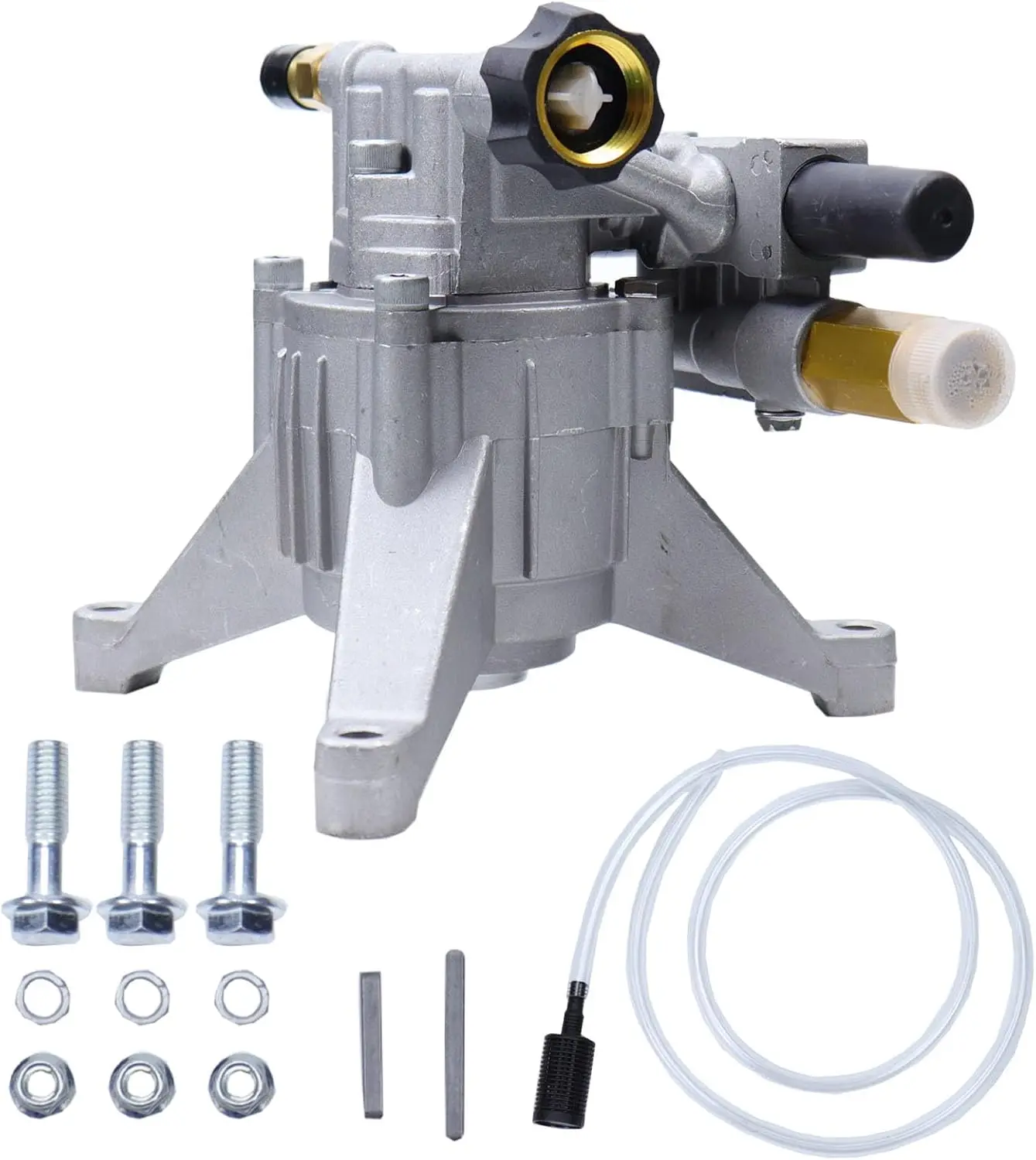 

Насос мойки высокого давления с валом 7/8 дюйма, 3400 фунтов на квадратный дюйм, 2,5 галлона в минуту для Honda, Simpson, RYOBI, Briggs, Stratton, Subaru, Craftsman 308653078 GCV160 G