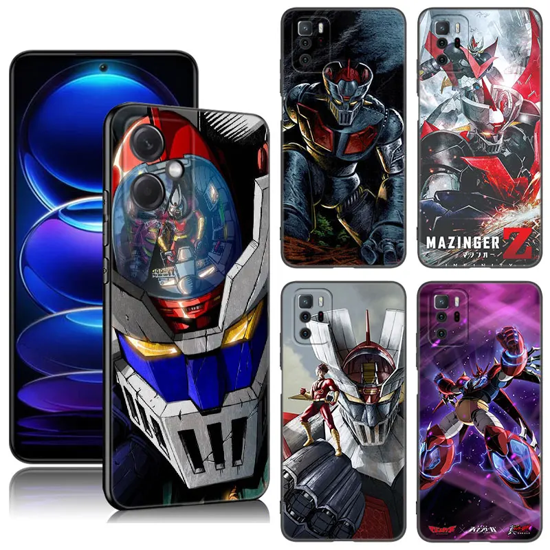 Anime Mazinger Z Phone Case For Xiaomi Redmi Note 10 11 11S 12 4G 8 9 11E 11T Pro Plus 10T 5G 8T 9S 10S 12S Black Silicone Cover