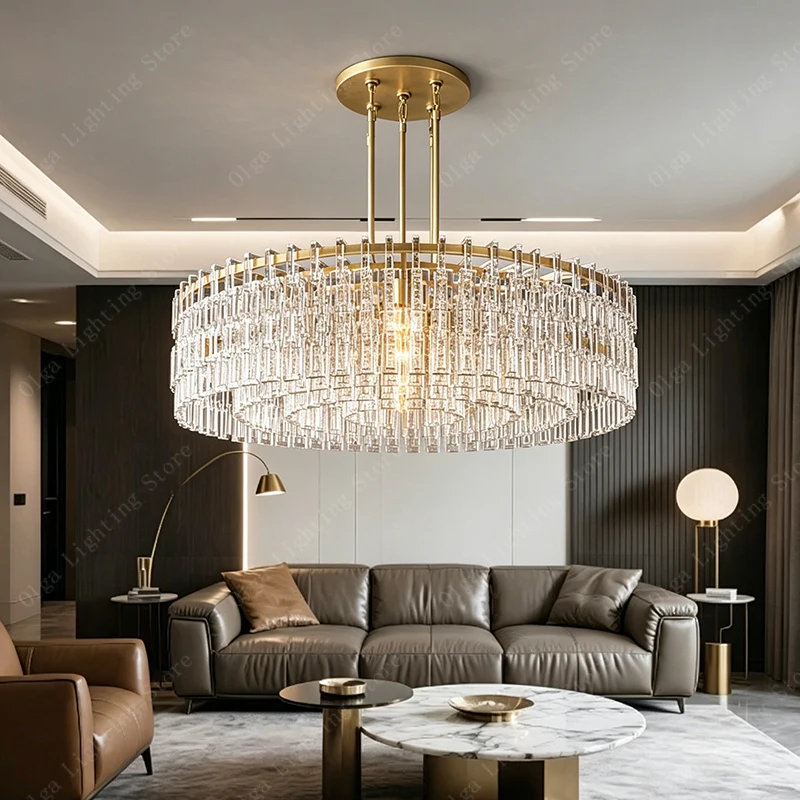 

2026 Crystal Life Luxury Pendant Lights gold, High-end Big Chandeliers for Living Room Villa Decoration American Style Lamp