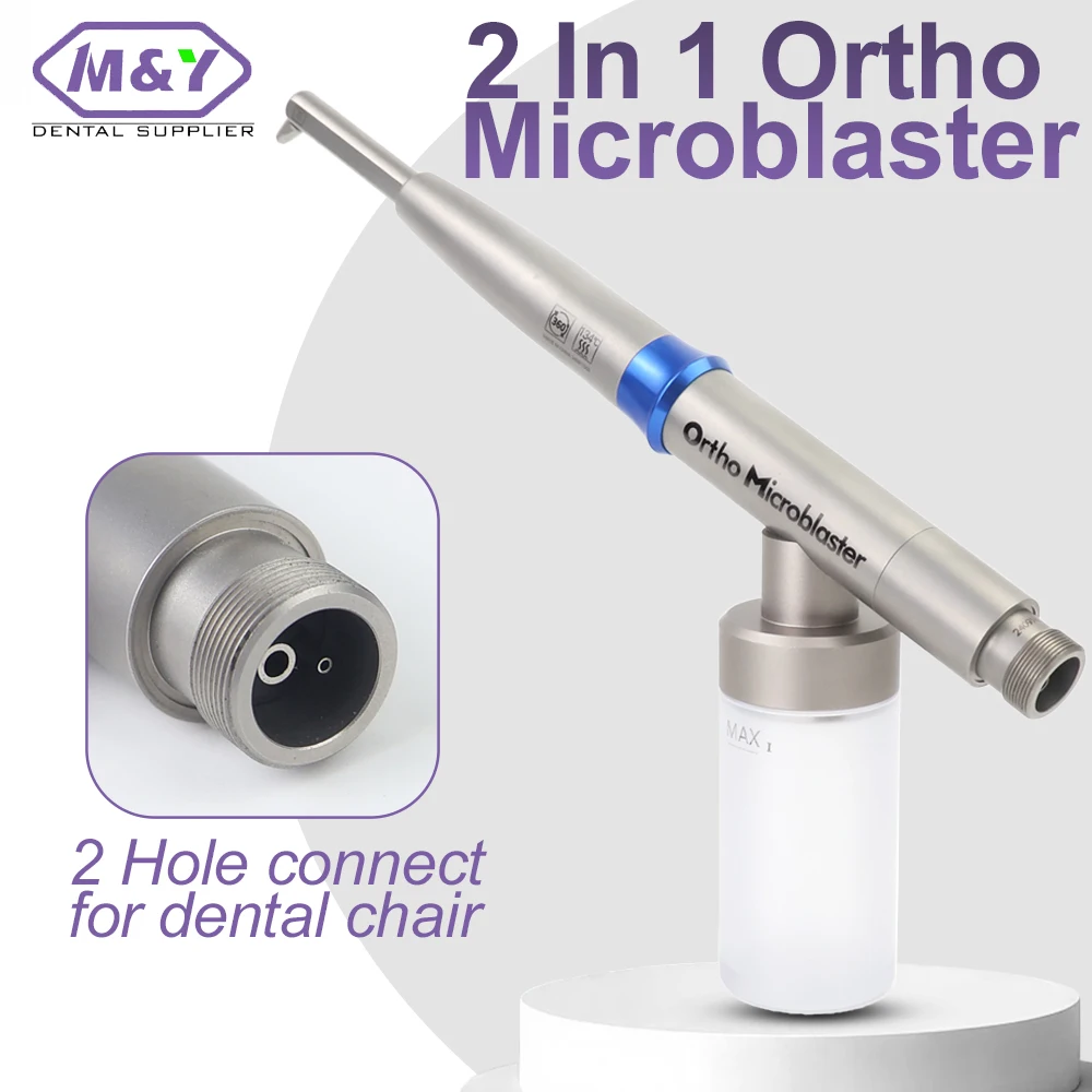 Dental 2 Holes Angled Alumina Sandblaster Gun Adjustable Air Water Spray Micro Sand Blaster Dental Lab Accessories