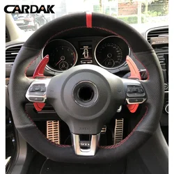 CARDAK Custom Black Suede Car Steering Wheel Covers For Volkswagen Golf 6 GTI MK6 VW Polo GTI Scirocco R Passat CC R-Line 2010