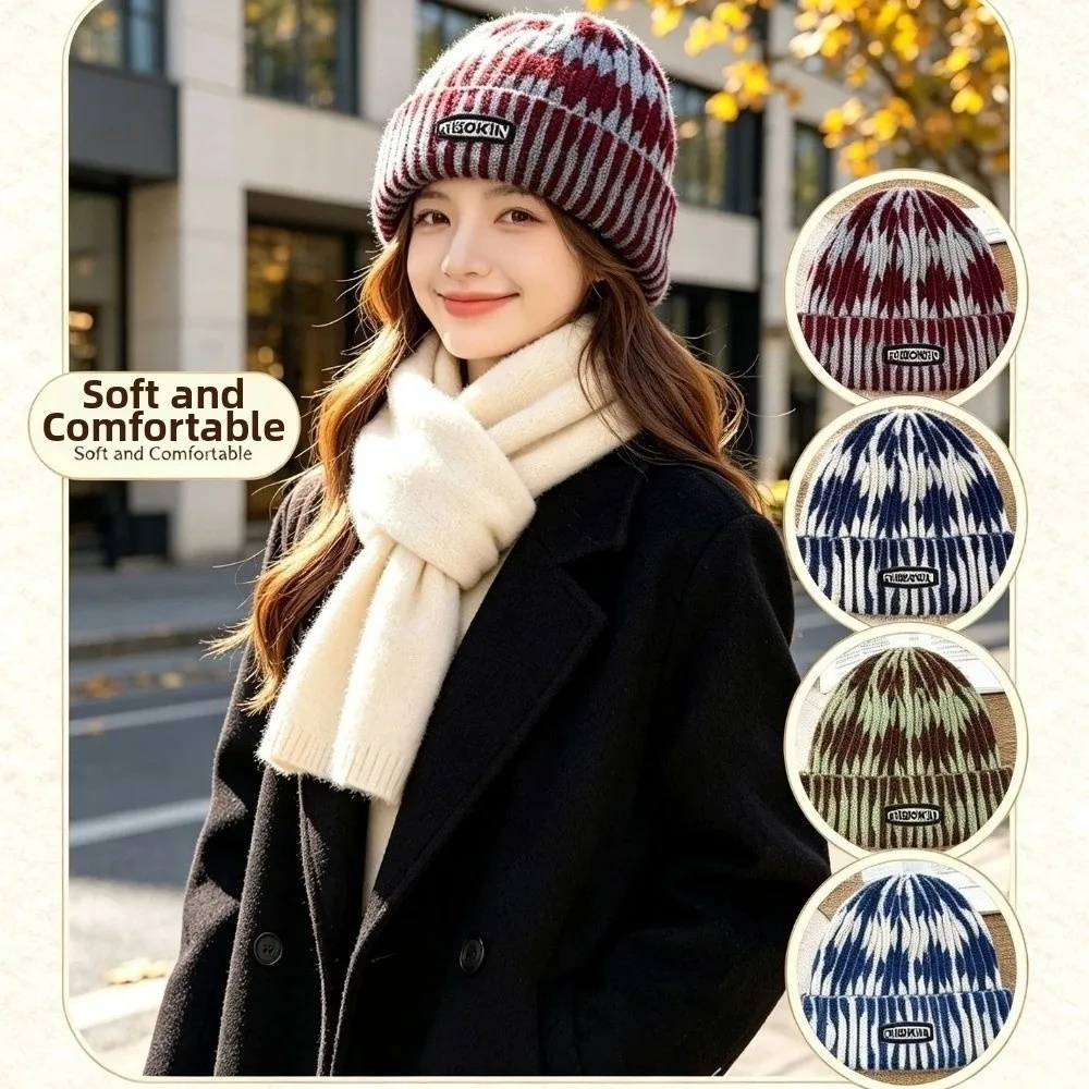 New Two Tone Knit Beanie Knitted Tie Dye Style Pullover Beanie Hip Hop Style Winter Beanie Streetwear