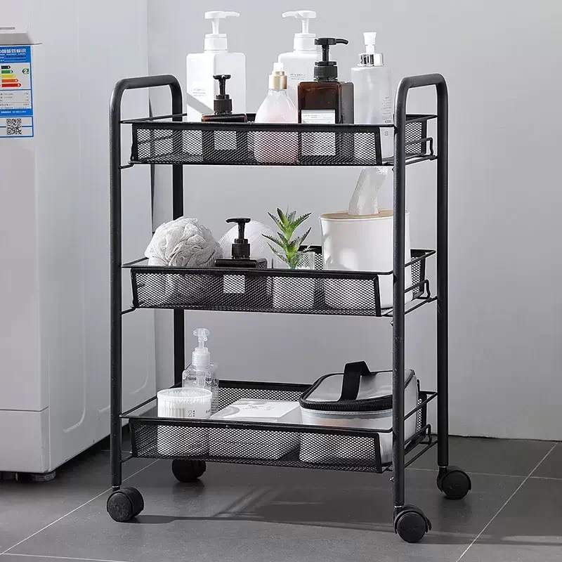 

Storage finishing rack 3/4/5 layer removable kitchen bathroom rack metal rolling trolley cart basket stand wheel save space