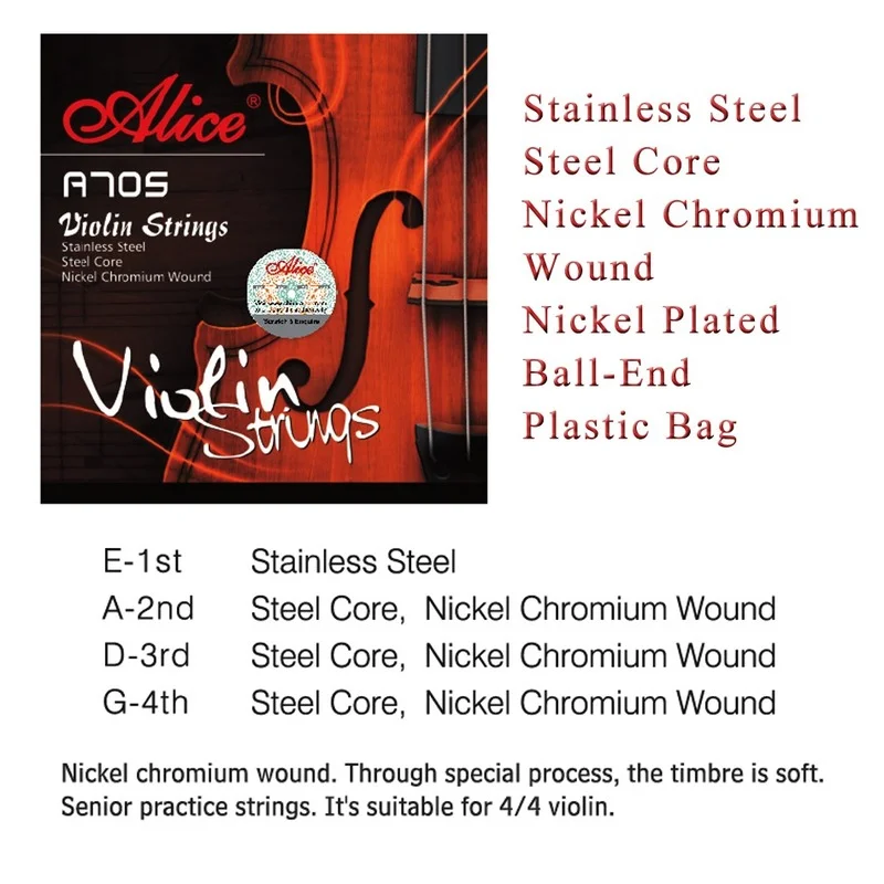 Alice A905 Viola Strings Steel Core&Nickel Chromium Wound for 4/4,3/4,1/2,1/4,1/8 Strings Free Shippng