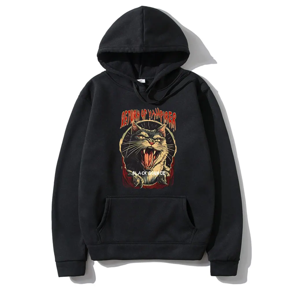 

The Return of Vampurr Cat Graphic Print Hoodie Male Trendy Oversized Pullover Men Women Classic Vintage Horror Halloween Hoodies