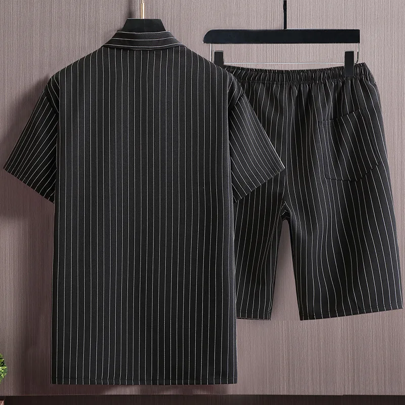 Summer plus size men's vertical striped shirt loose extra large business shirt men clothing set 4xl 5xl 10XL 11XL  men clothing