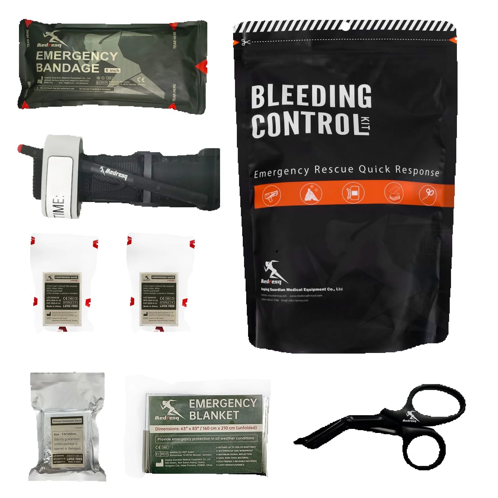 

Персональный комплект управления кровотечением Medresq, жгут контактов, кровоостанавливающая марля, израильская повязка 6 дюймов. Аптечка первой помощи IAK и военная R