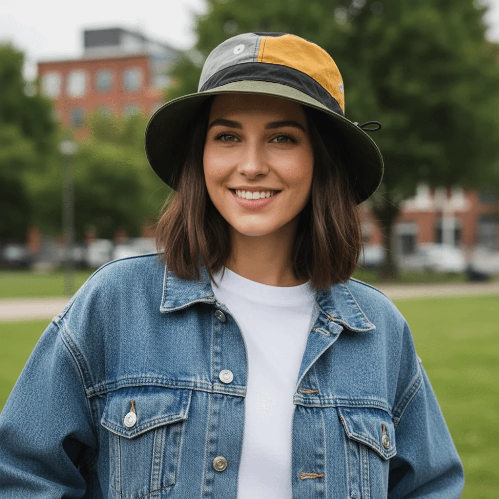 

Casual Breathable Quick-Dry Bucket Hat Folding Light Thin Fisherman Hat Patchwork Anti-UV Sun Protection Cap Travel