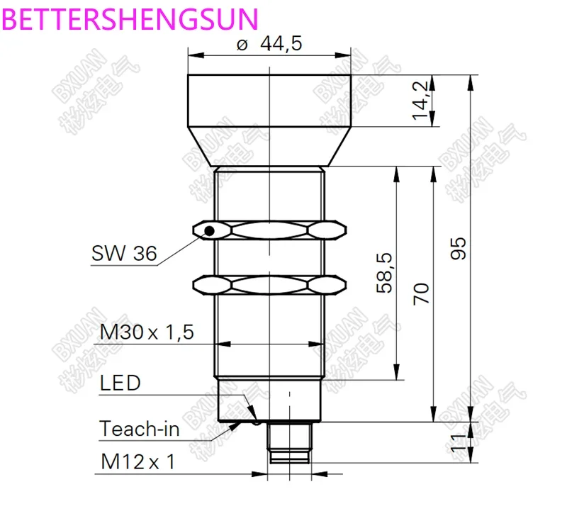 UZAM50P6121/S14 Ultrasound Proximity Switch Sensor
