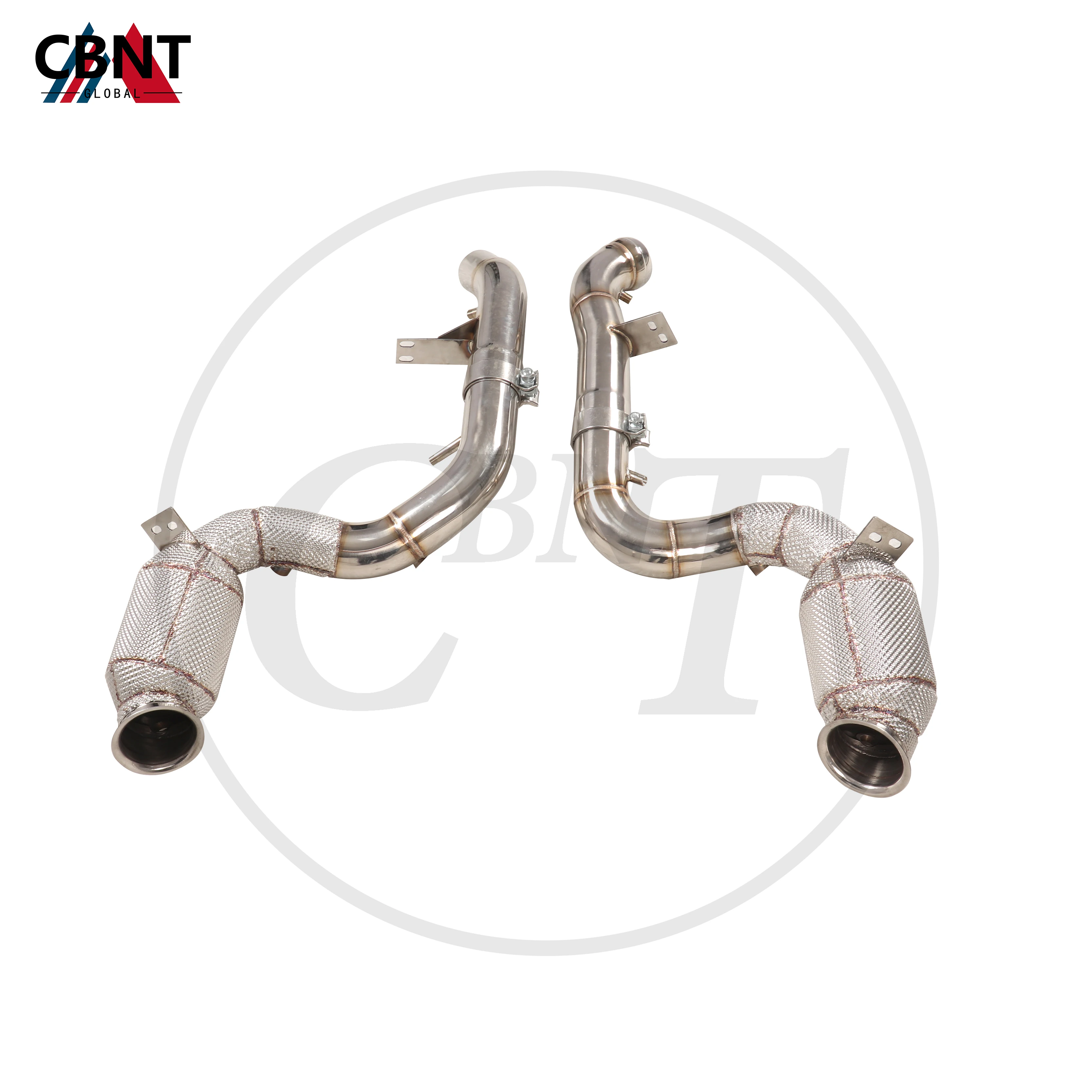 CBNT Catted/Catless Downpipe for Mercedes Benz GLE63 4.0T 2021-2023 Exhaust Header with Heat Shield SS304 Tuning Exhaust-pipe