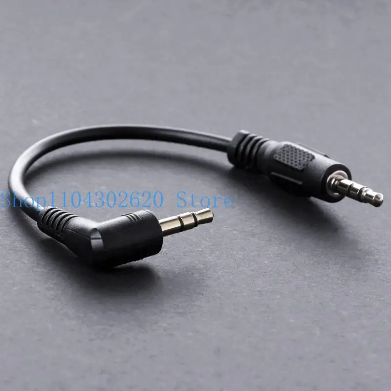 

652F 90 Degree 3.5mm Aux Extension Flat Cable Cord Male To Male Adapter Connector for Phone Car Aux Speaker