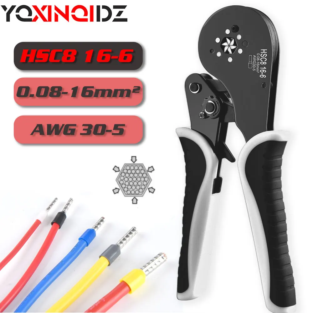 

Щипцы для обжима трубчатых клемм HSC8 16-6 16 мм2 Инструменты для обжима проводов Инструмент для бытового электрического зажима