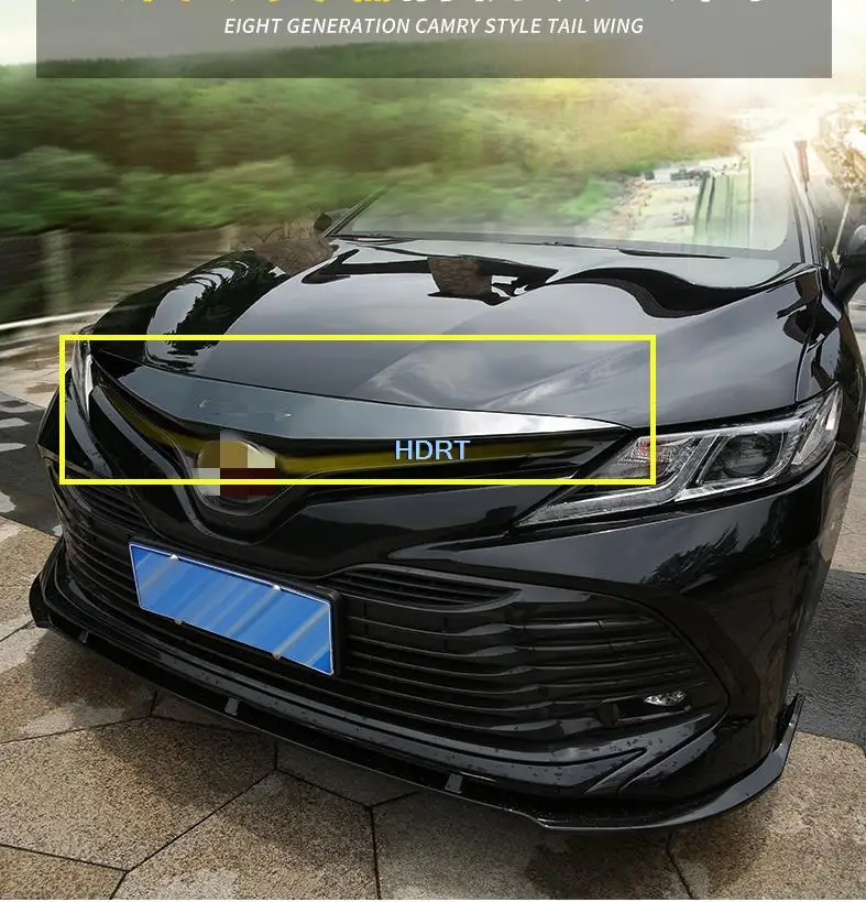 

Front Bumper ABS Chrome Upper Grille Top Trim Hood Molding Garnish for Toyota Camry 2018 2019 2020 2021