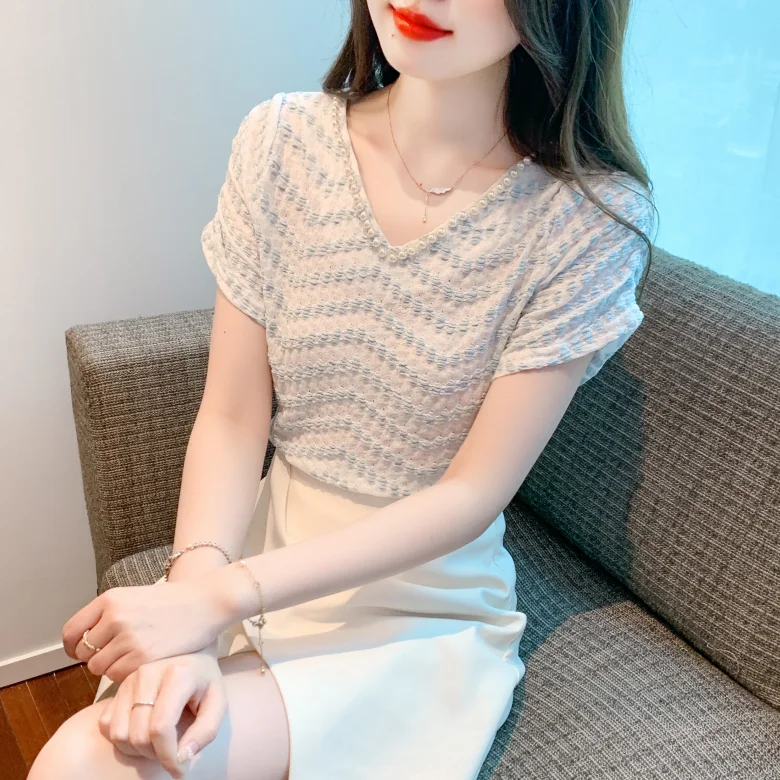 

Дизайнерская шифоновая рубашка, женская высококачественная стильная рубашка, темпераментный топ с короткими рукавами