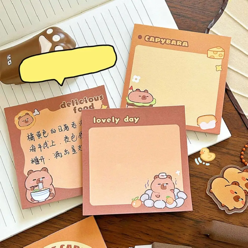 50 sheets Kawaii Capybara Memo Pad Non-adhesive Creative N Times Sticky Notes Multi-purpose Portable Cartoon Message Notes