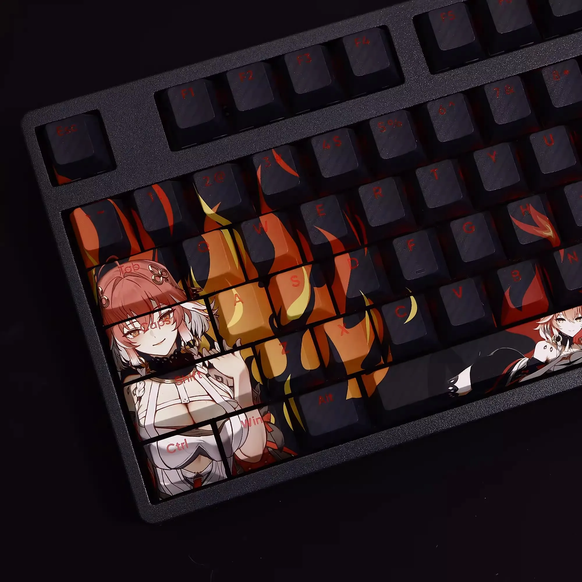 Imagem -02 - Pbt Backlit dos Desenhos Animados Anime Gaming Key Caps Ondas Changli Keycap para Ansi 61 87 104 108 Chaves Set