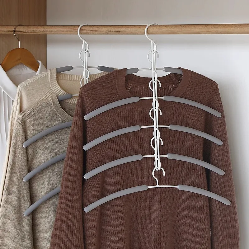 #Space-Saving Iron 5-Tier Multifunction Magic Clothes Hanger Multi-Layer Hanger Hook Household Wardrobe Storage Gadget Student