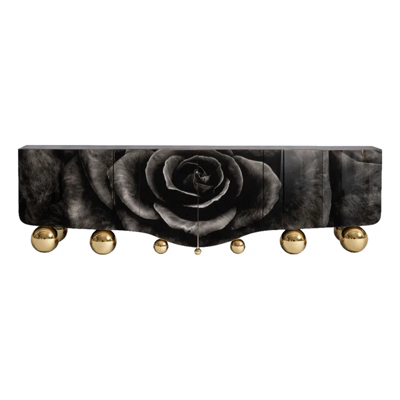 Light luxury art painted TV cabinet villa high-end living room decoration modern home solid wood locker