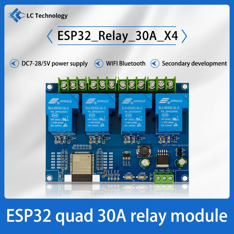 DC7-28/5V power supply ESP32 WIFI Bluetooth four-way 30A relay module ESP32 development board