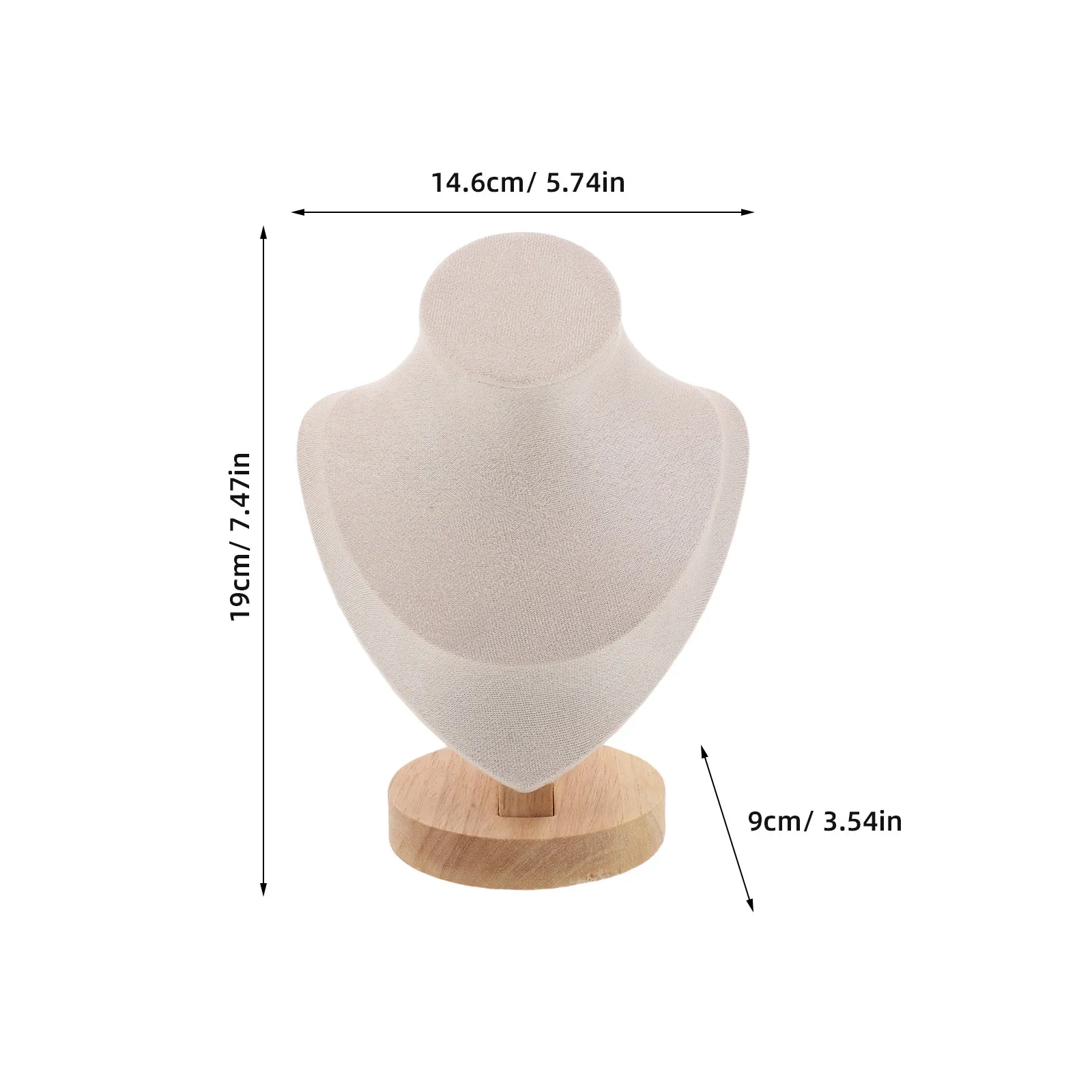 Wood Jewelry Bust Display Stand Mannequin Necklace Holder Secure Base for Earrings Rings Bracelets Vendor Trade Show Organizer