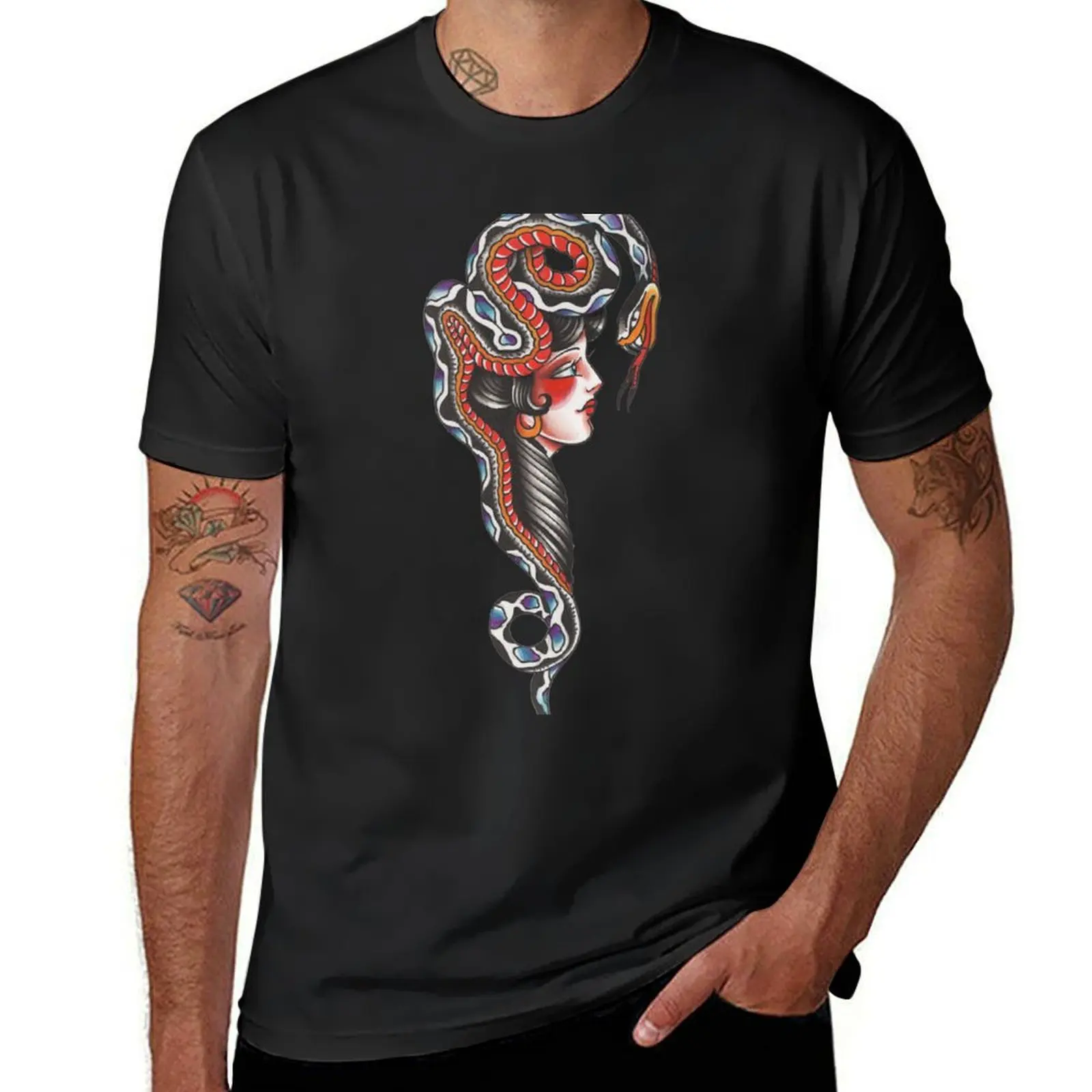 

Snake Head Lady T-Shirt graphic tee shirt summer shirt quick-drying mens t shirts casual stylish
