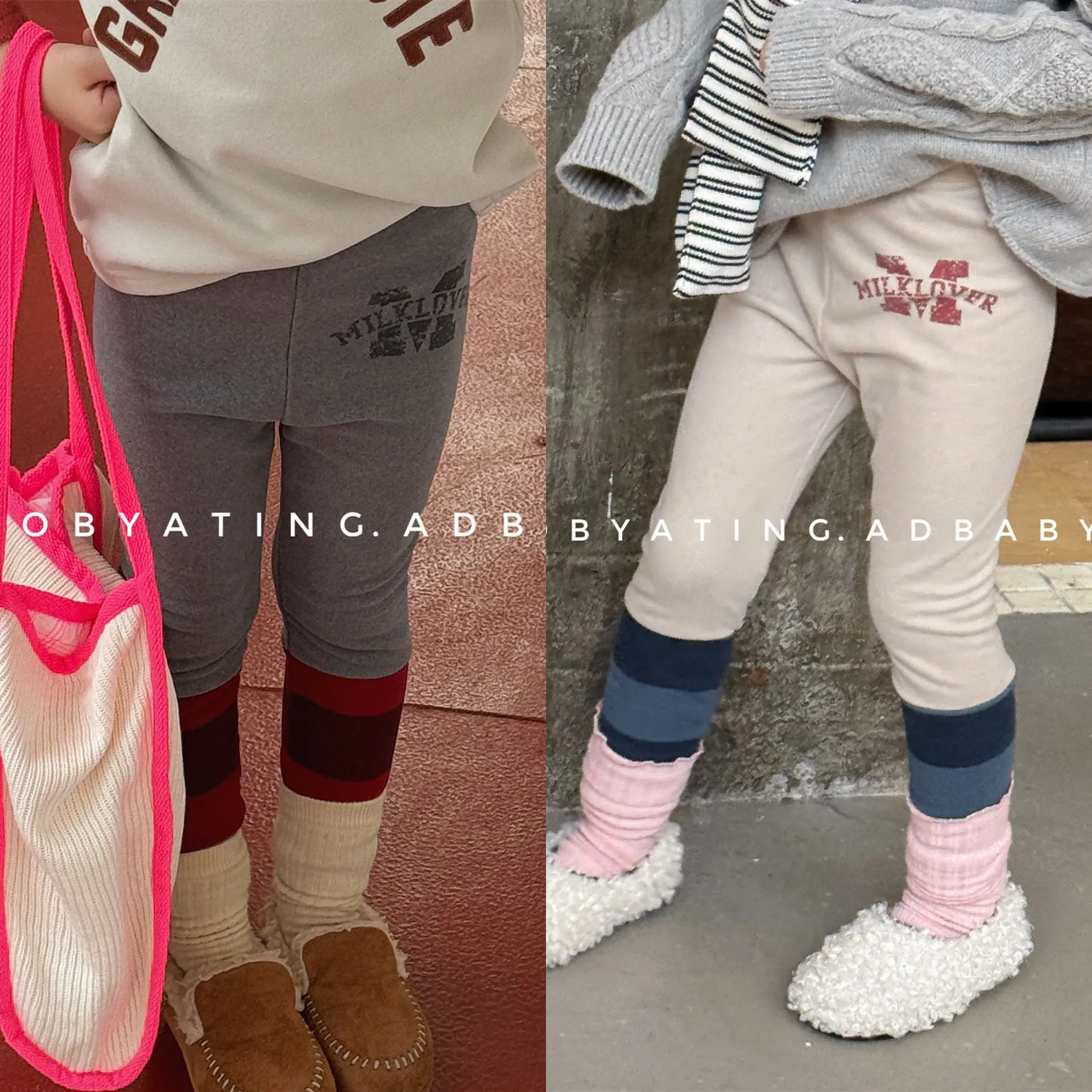 

Children Clothing Girls Fashion Lettered Casual Leggings 2025 Autumn Winter New Girls Korean Style Fleece Warm Leggings