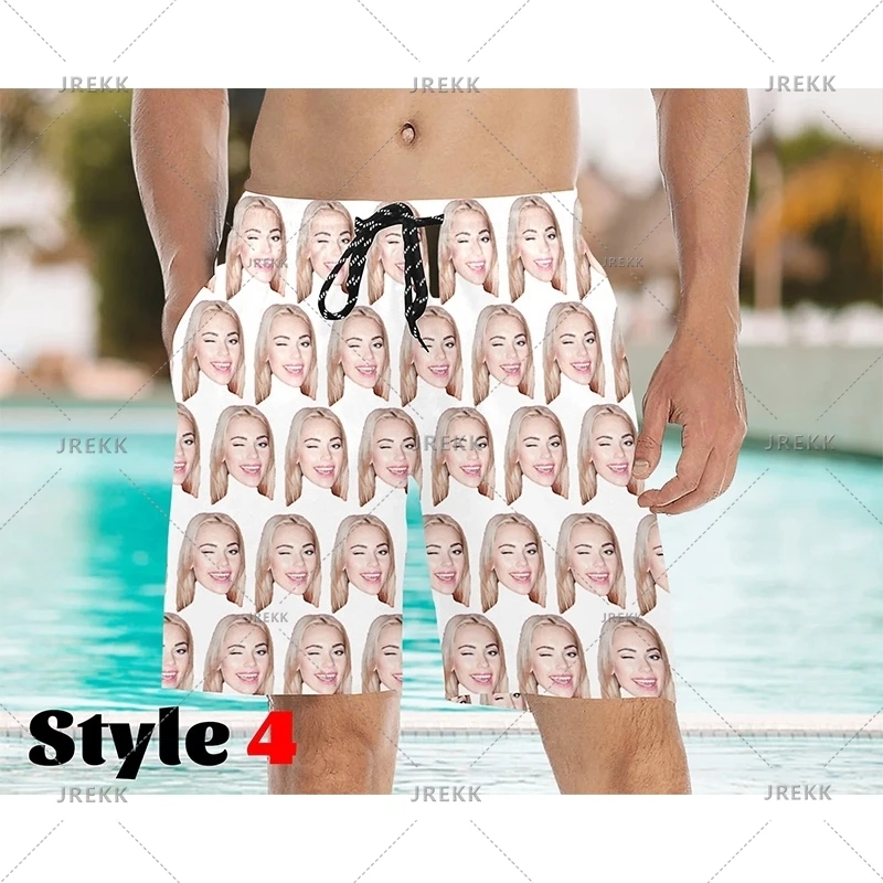 Zomer Kawaii 3d Geprint Custom Gezicht Strand Shorts Vrouwen Grappig Design Zwembroek Mode Board Shorts Streetwear Heren Korte Broek