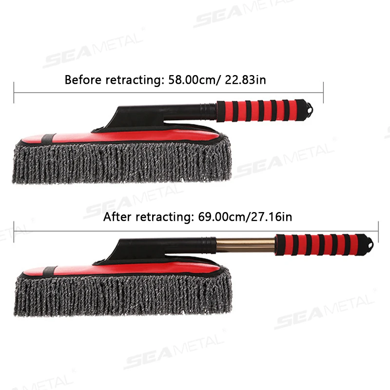 SEAMETAL Car Wash Mop Retractable Handle Dust Remover Wax Brush Microfiber Car Cleaning Kit Soft Hair Duster Brushes Wash Tool