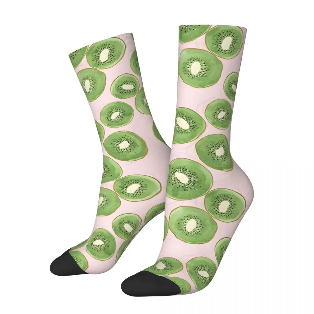 

Vintage Kiwi Fruit Watercolor Pattern Men's compression Socks Unisex Street Style Seamless Printed Novelty Crew Sock